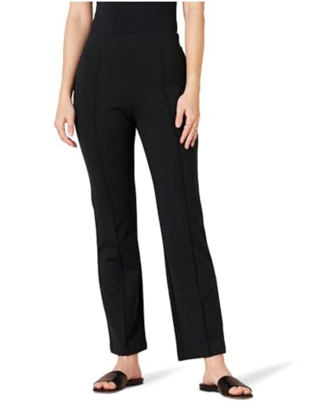 High Rise Ponte Pull-On Ankle Pants Straight Leg Stretchy Comfort
